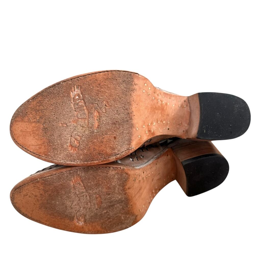 Freebird by Steven Dahlia Laser Cut Leather Open Back Ankle Booties Brown Sz 11 - Picture 6 of 10